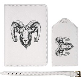 Azeeda 'Ram Head ' Passport Cover & Luggage Tag Travel Set (PA00027835)