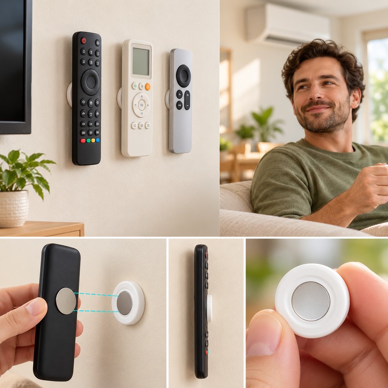 3pcs No Drill Magnetic Remote Holder - Wall Mount for