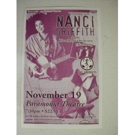 Nanci Griffith Handbill Poster Great Shot of Her With Guitar Denver Nancy