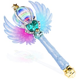 EnchantZone Light Up Snowflake Wand with Spinning LEDs and Sound Magic Princess Toys for Kids Girls Birthday Cosplay Party Favors, Blue