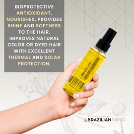 Brazilian Nano Chamomile Hair Serum with Green Tea Extract, Moisturizing and Hydrating Oil Serum for Women, Heat Protection Hair Thickening Serum for Dry Damaged Hair, 3.4 fl oz