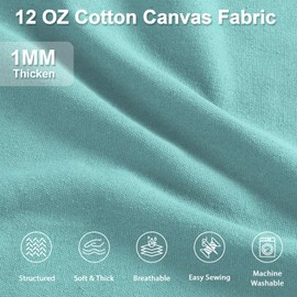 Foreate Canvas Fabric, 12oz Natural Cotton Duck Canvas Fabric by The Yard 59" Wide Thick & Heavy Sewing Material for Arts & Crafts, Bags, Covers, Backings, Painting, Home Decor, Pale Turquoise 3 Yards