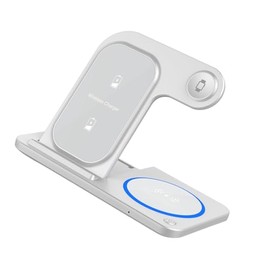 3 in 1 Charging Dock with Small LED Display Fast for Activated Devices Phones Watches Headphones Aluminum Dock