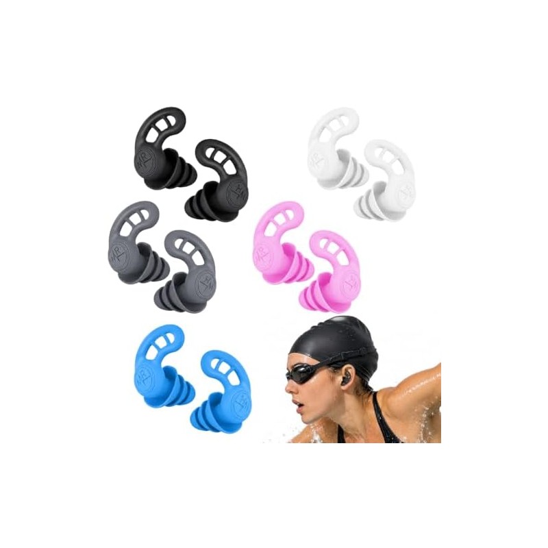 Tapones de oídos para natación KRELVIXOS – 5 pares de