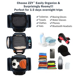ZZY Small Sports Bag, 25L Gym Bag, Fitness Bag, Training Bag for Weekender Travel Bag (Navy Blue)