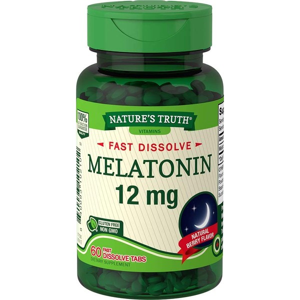 Nature's Truth Melatonin 12 mg, Natural Berry Flavor, 60 Count, Multi