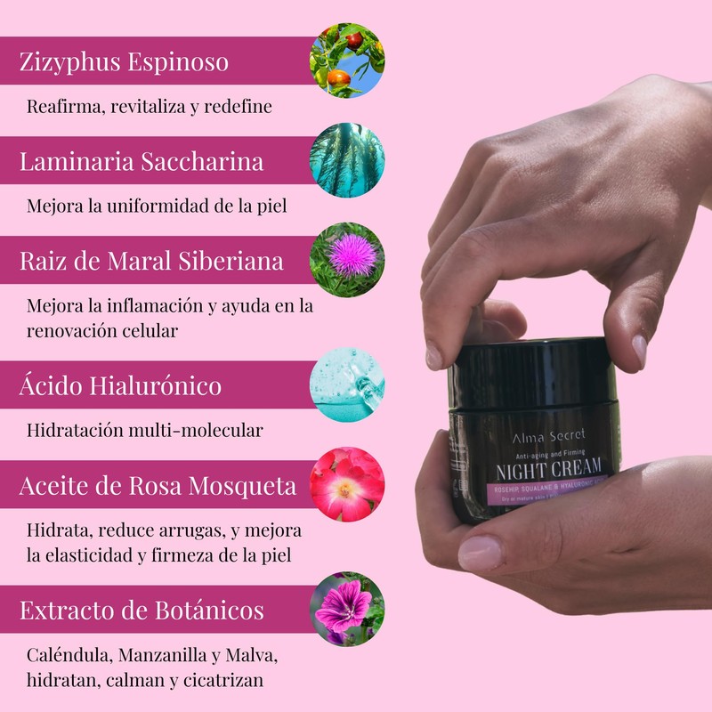 Alma Secret Multi-reparadora Noche Antiedad con Rosa Mosqueta, Escualano