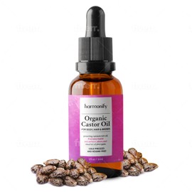 HARMONIFY Black Castor Oil Pure Cold Pressed for Hair Growth, Hexane Free Boost Hair Growth for Hair, Eyelashes & Eyebrows, 1fl Oz