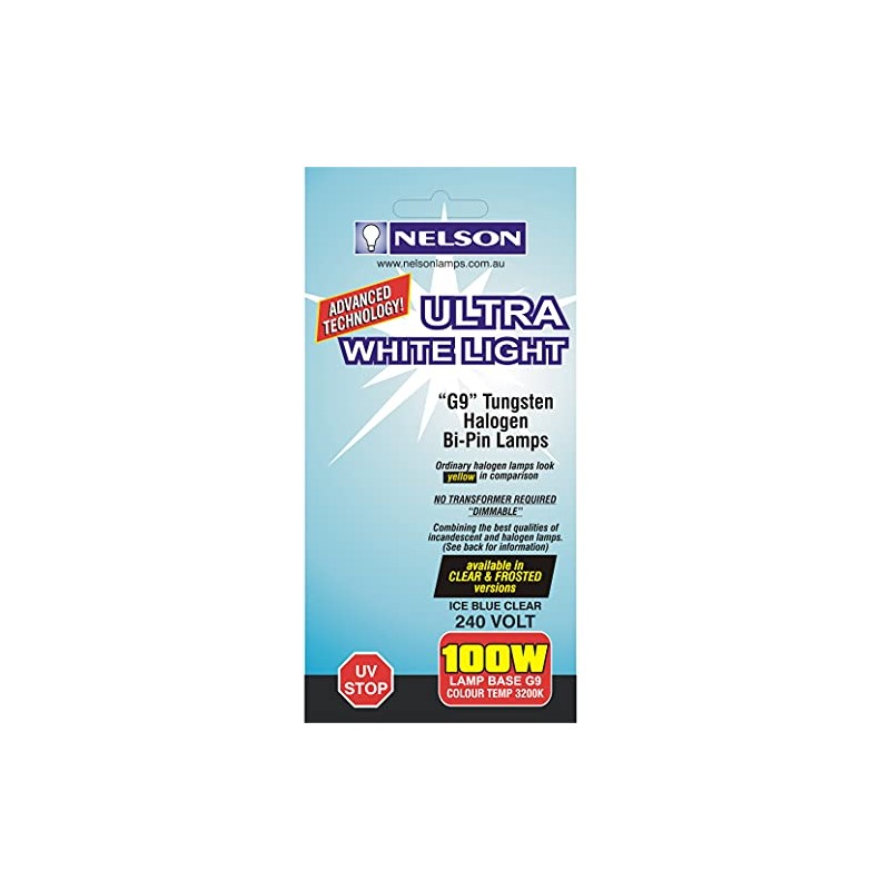 Nelson Halogen G9 Lamp, Ice Blue Clear, 100W