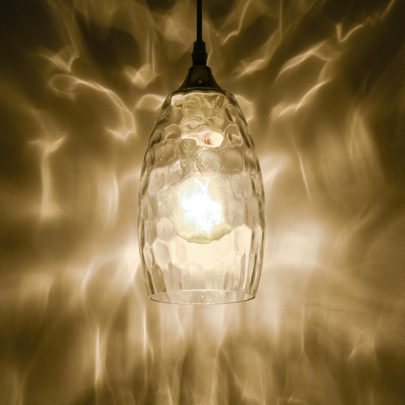 GO&SO 2-Pack Hand Blown Water Ripple Art Glass Lamp Shade