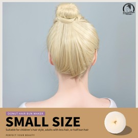 Teenitor 4pcs Cream Color Hair Bun Shaper Set with Extra-large, Large, Medium, Small Donut Hair Bun Maker, 20pcs Large Bobby Pins