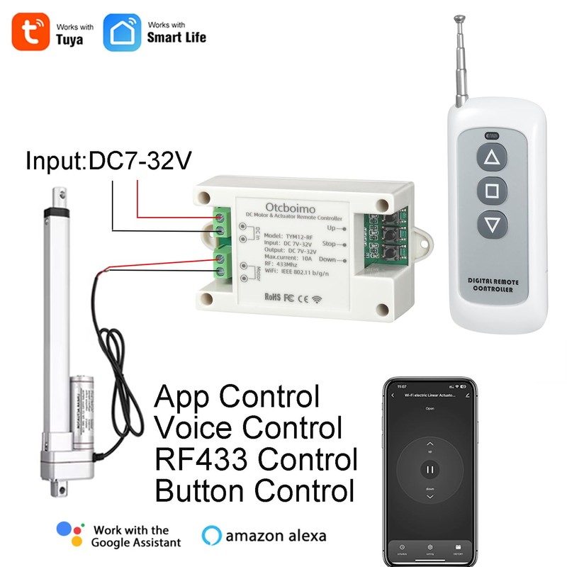 DC7-32V WiFi Smart Linear Actuator Motor Controller, Forward and Reverse