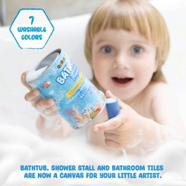 Medenka Bath Crayons for Kids - 7 Colors, Not Toxic Washable Bathtub Crayons Made with European Beeswax, Bath Toy for Fun, Easy to Clean with Hot Water and Sponge.