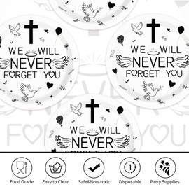 50Pcs Memorial 9" Heavy Duty Plates Funeral Celebration Plates