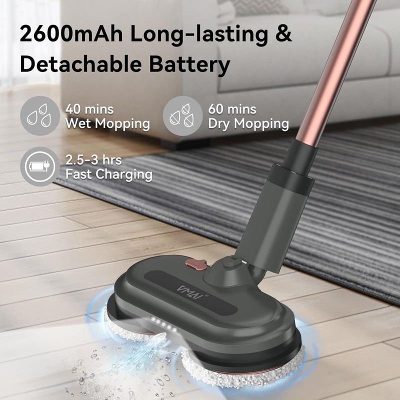 Cordless Electric Mop, Electric Floor Cleaner with Water Sprayer &