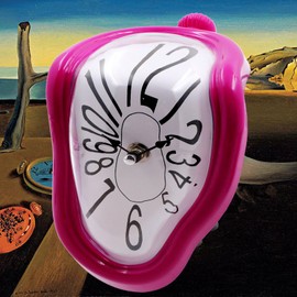 FAREVER Melting Clock, Salvador Dali Watch Melted Clock for Decorative Home Office Shelf Desk Table Funny Creative Gift, Arbic Purple