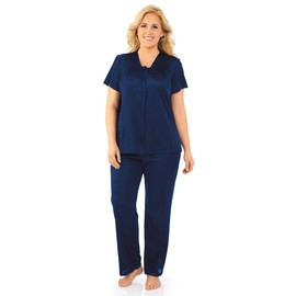 Exquisite Form Women's Plus Size Coloratura Sleepwear Short Sleeve Pajama Set 90807, Navy, 3X