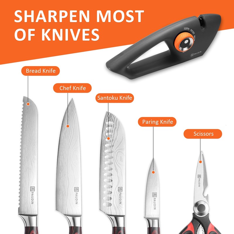 PAUDIN Knife Sharpener, Kitchen Knife Sharpener, 5 Stage Knife Sharpeners
