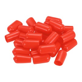 QUARKZMAN Pack of 28 Rubber Caps, 10 mm (11/32 Inch) ID 21 mm (25/32 Inch) Height, Round Screw Thread Protective Caps, Flexible Screw Bolt Covers for Metal Pipe Rod Bolts, Red