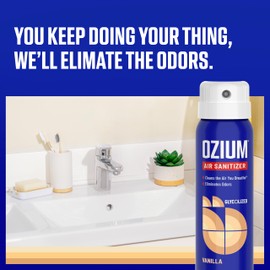 Ozium 3.5 Oz. Air Sanitizer & Odor Eliminator for Homes, Cars, Offices and More, Vanilla Scent, 4 Pack