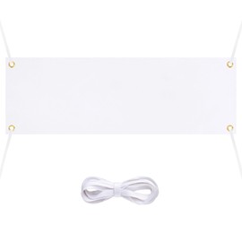 Blank Banner, DIY Birthday Banner, Youth Initiation Garland, Wedding Banner, Party Banner, White, 180 x 60 cm with 6 m Hanging Rope