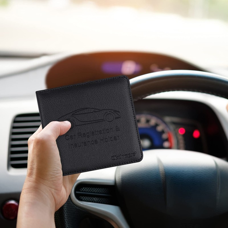 Wisdompro Car Registration and Insurance Card Holder 2 Pack PU