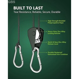 STAYGROW 4-Pack 1/8" Adjustable Rope Hanger, Heavy Duty Ratchet Tie down Strap