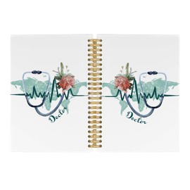 Pugwak Medical Doctor Theme Journal Notebook - Healthcare Pattern Notebooks College Ruled for Work Hospital, Gifts for Nurse Doctor, Office Supplies, Hardcover Spiral Notebook 5.5"x8.3"