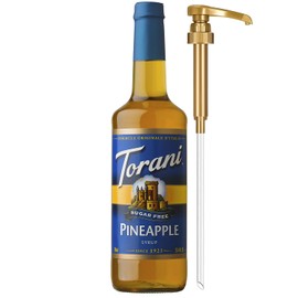 Torani Sugar Free Syrup, Pineapple Flavored Syrup for Drinks, Zero Calorie, Glass Bottle with Pump Included, 25.4 Fl Oz