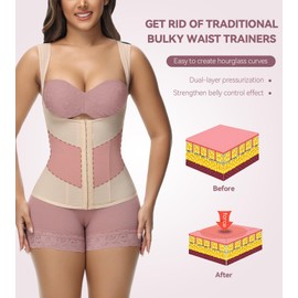 SHAPSHE Waist Trainer for Women Workout Corset Waist Cincher Shapewear Tummy Control Vest Body Shaper Invisible Girdle Tan