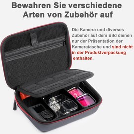 FiTSTILL Tragbare und schützende Hartschalen-Reiseaufbewahrungstasche, kompatibel mit Go Pro Hero 12/11/10/9/8/7/Insta360 und anderen Action-Kameras, Action-Kamera-Zubehör-Set