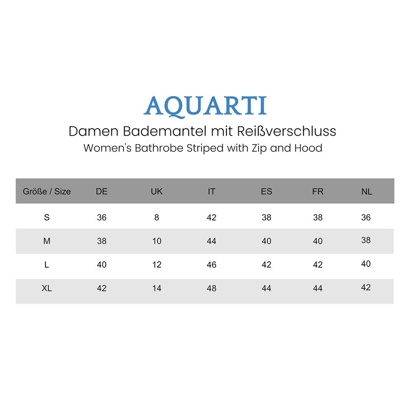Aquarti Women's Bathrobe with Zip, Striped Pattern - l