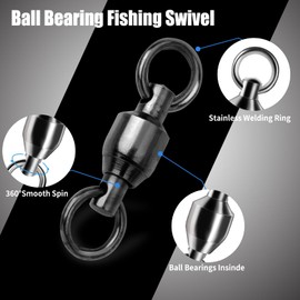 FishTrip Ball Bearing Fishing Swivels 30pcs 0#-10# Barrel Swivels Fishing Tackle with Stainless Steel Solid Welding Ring for Saltwater Freshwater High Strength (Size 2)