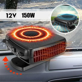 Baceyong 2 in1 Portable 150W Auto Heating Cooling Fan Defroster defogger for Car Truck 12V Black