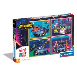 Clementoni 21529 Batwheels Jigsaw 4 in 1 12+16+20+24 Pieces-Supercolor Children 3-5 Years, Different Images, Cartoon, Cars, Gift for Boy/Girls, Puzzle for Kids, Made in Italy, Multicolor