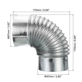 PATIKIL 3.8" OD 90 Degree Elbow Duct Pipe Connector, HVAC Ventilation Chimney Flue Tube Connector Galvanized Iron Adapter for Camping Vent Exhaust Stovepipe