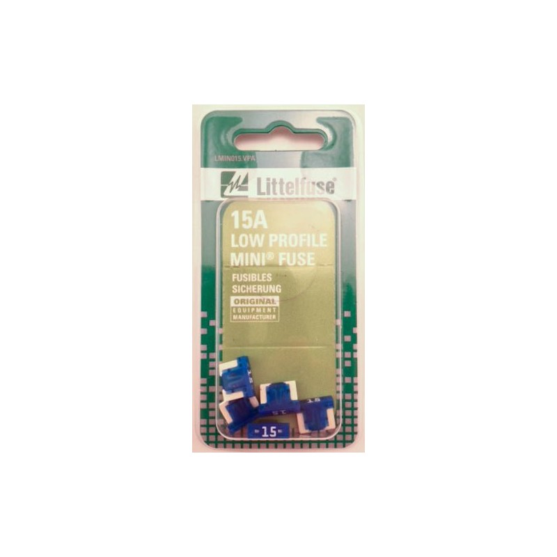 Littelfuse LMIN015.VP MINI Low Profile 15 Amp Carded Blade Fuse,