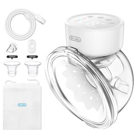 Hands-Free Breast Pump EB29 white, Wearable Pump with Comfortable Double-Sealed Flange(19mm 24mm 27mm), Painless & Silent, 4 Modes & 12 Levels, Memory Function for Easy Pumping, LCD Display, white