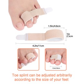 12 Pack Fabric Hammer Toe Corrector Straightener, Reusable Broken Toe Tape Buddy Straps Wraps Splints Lined with a Cushioning Latex Foam Layer for Crooked Bent Toes Support Protector(1 Inch Wide)