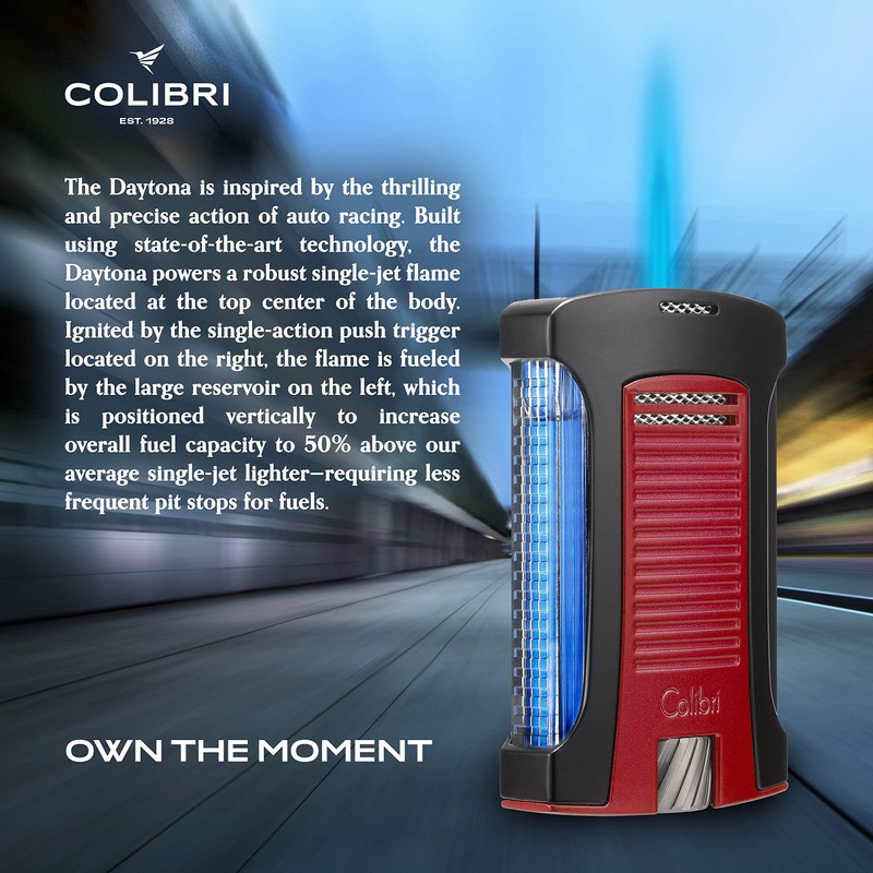 Colibri Daytona Windproof Butane Torch Lighter: Adjustable Flame, Refillable Single-Jet