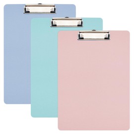 Clipboard A4, Pack of 3 Cardboard Clipboard with Film, Clipboard with Modern Clip for Storing Paper, Coloured Clipboard Clipboard for Notes, Forms (Blue + Pink + Green, A4)