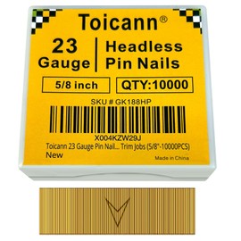 Toicann 23 Gauge Pin Nails Headless Pinner Nails for 23 GA Pneumatic & Electric Pinners or Pin Nailer or Pin Nail Gun, Great for Fine Woodworking & Trim Jobs (5/8"-10000PCS)