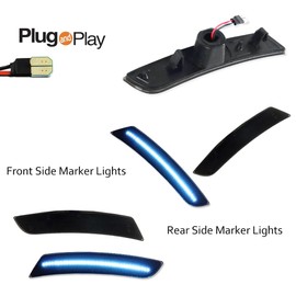 GTINTHEBOX Blue LED Side Marker Lights Smoked Lens Compatible with Chevy Camaro 2016 2017 2018 2019 2020 2021 2022 2023, 6th Gen Camaro Front Rear Bumper LED Sidemarker, Pack of 4