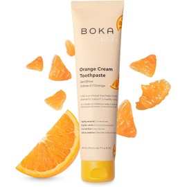 Boka Boka Fluoride Free Toothpaste Nano Hydroxyapatite, Helps Remineralize, Appropriate for Sensitive Teeth, Whitening - for Adult, Kids Oral Care - Orange Cream Flavor, 4oz 1Pk - US Manufactured