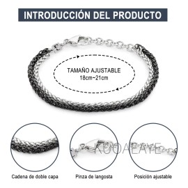 KUOAEAYE Pulsera De Acero Inoxidable hombre Con Doble Color moda Ajustable.Regalos Para Novio,hombres,papá,parejas,para el Día del Padre