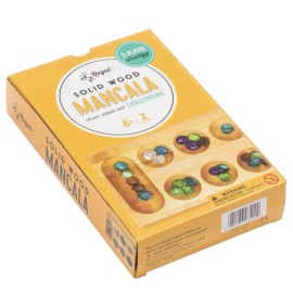 Regal Games Wooden Mancala Board Strategy Game Set & Supplies 2 Player, Family, Travel Size