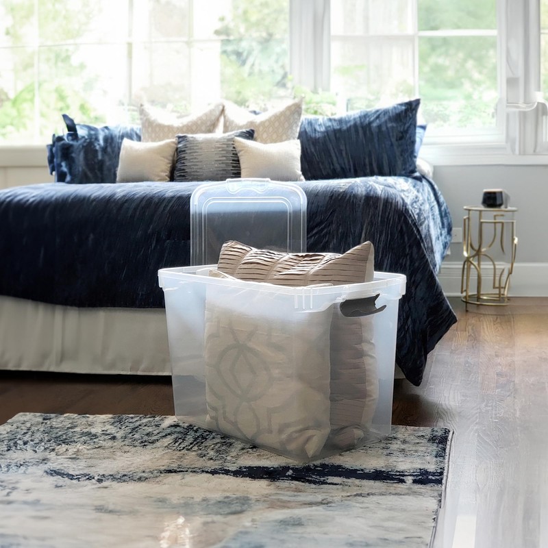 HOMZ 112 Quart Extra Large Rectangular Clear Plastic Storage Container