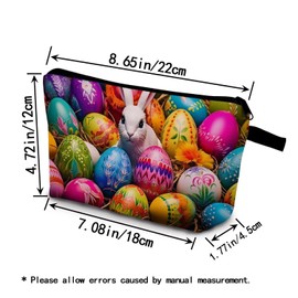 YULUENZE Easter Bunny Makeup Bag Cute Small Organizer Bag with Zipper Easter Bunny Cosmetic Bag Aesthetic Birthday Present for Women Sisters Friends