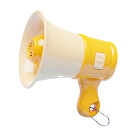 Perfeclan Mini Megaphone Loud Speaker Keychain Sound Toy Music Record Role Play Small Bull Bullhorn with Chain for 3, 4, 5, 7, 8 Year Old, yellow