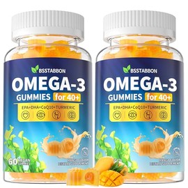 Omega-3 Gummies Supplement for Adults 40+: 1280mg Vegan Omega3 Fatty Acid DHA EPA with Vitamin D3 K2 Zinc Turmeric for Overall Health Support - Fish Oil Alternative for Women Men(120Count)